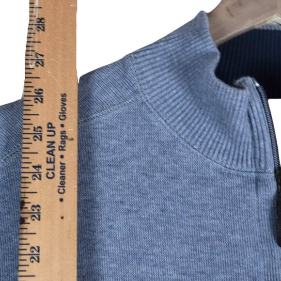 Jos. A. Bank Men's Sweater 1/4 Zip 100% Cotton Heathered Blue ( *1 flaw) - Picture 7 of 8